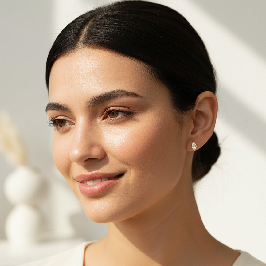 Marquise Moissanite Stud Earrings