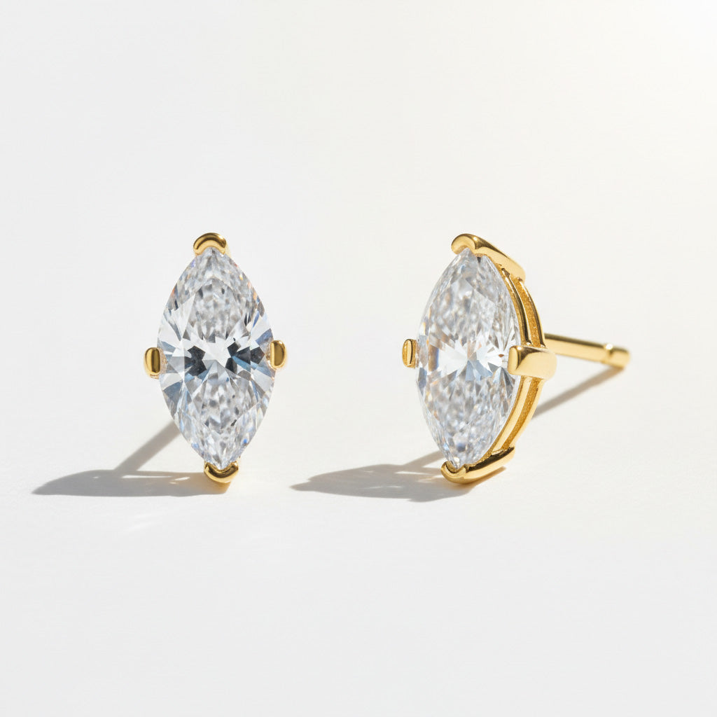Marquise Moissanite Stud Earrings