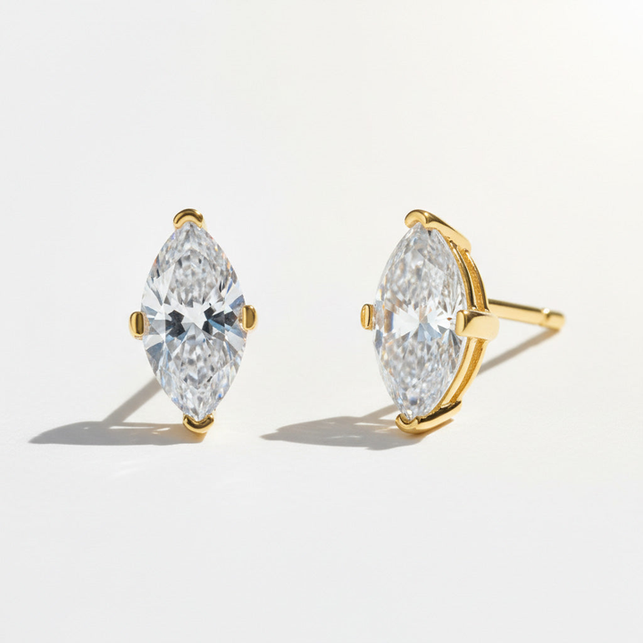 Marquise Moissanite Stud Earrings