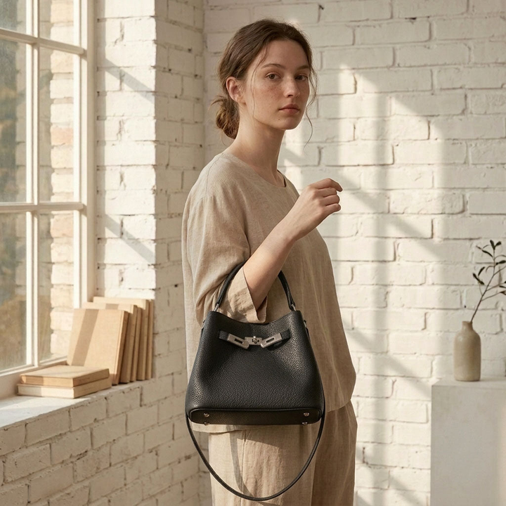 Mini Leather Top Handle Bag Crossbody Strap