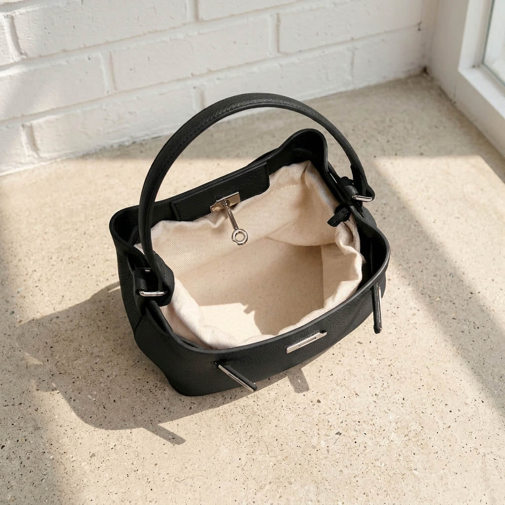 Mini Leather Top Handle Bag Crossbody Strap