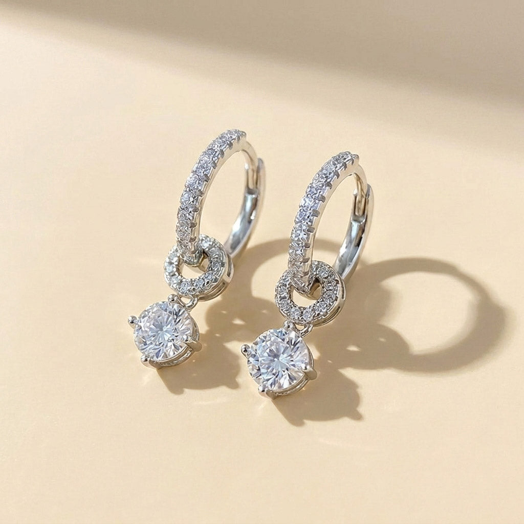 Moissanite Convertible Hoop Drop Earrings