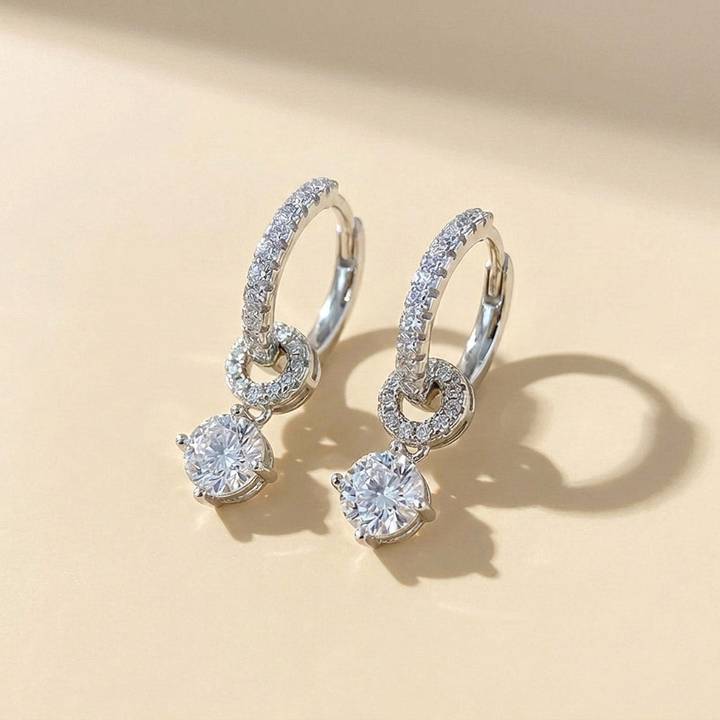 Moissanite Convertible Hoop Drop Earrings