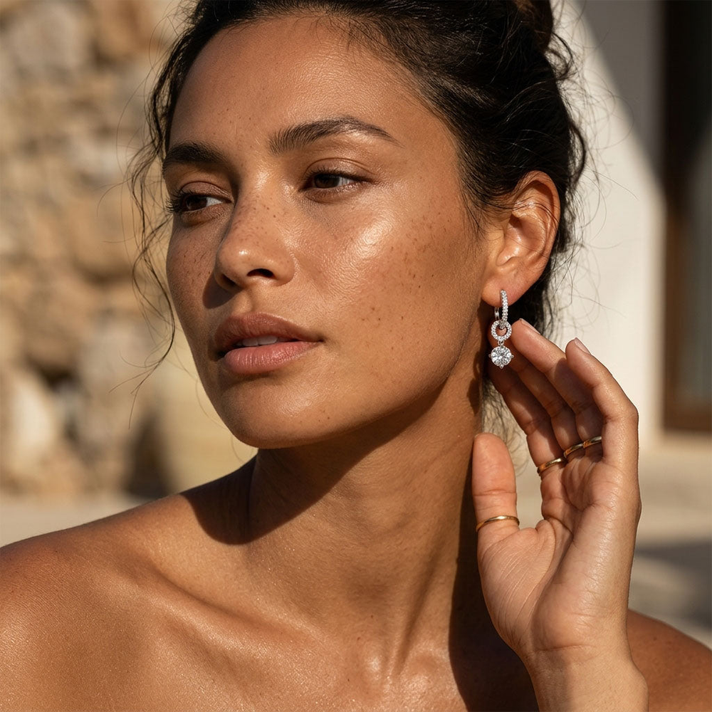 Moissanite Convertible Hoop Drop Earrings