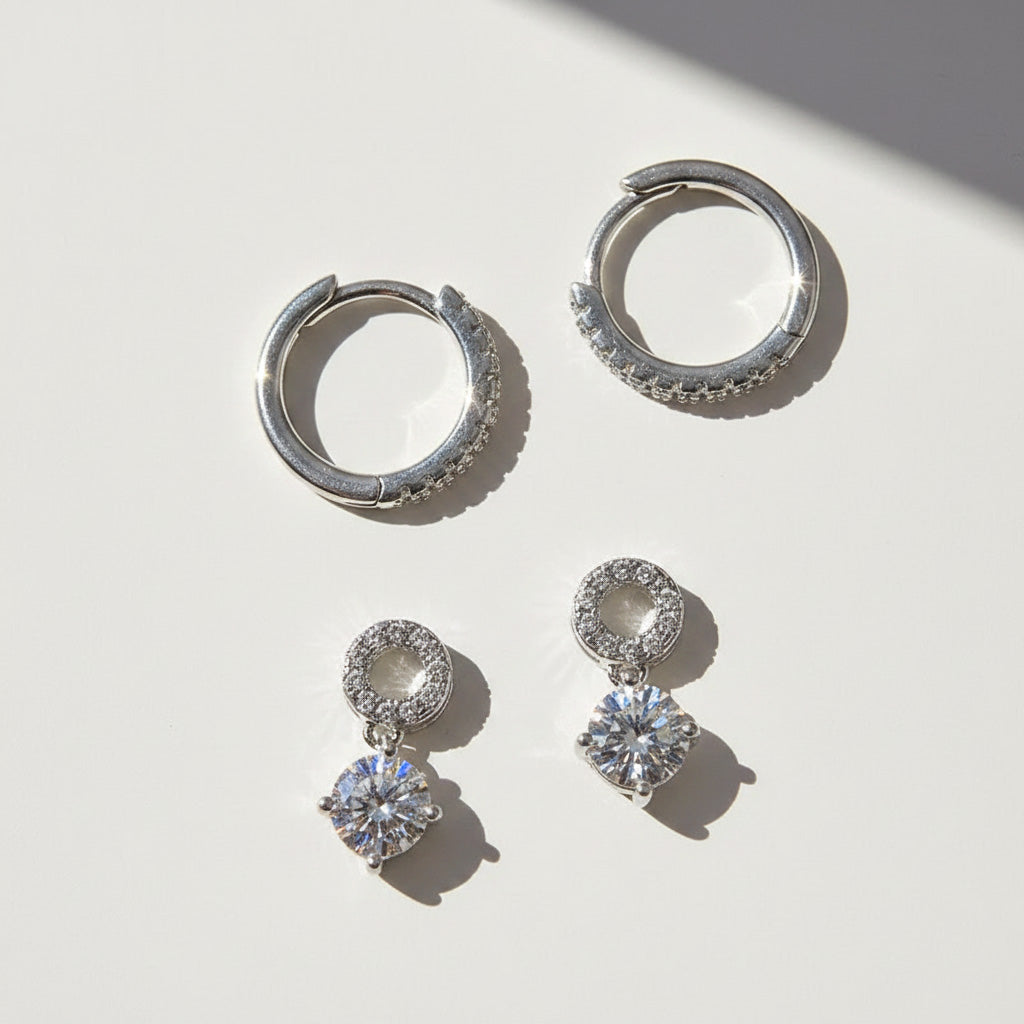 Moissanite Convertible Hoop Drop Earrings