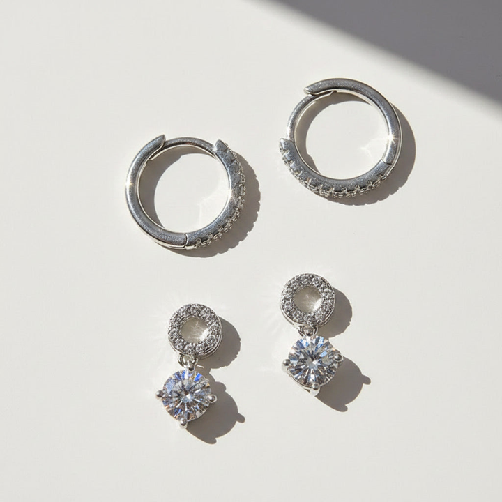 Moissanite Convertible Hoop Drop Earrings