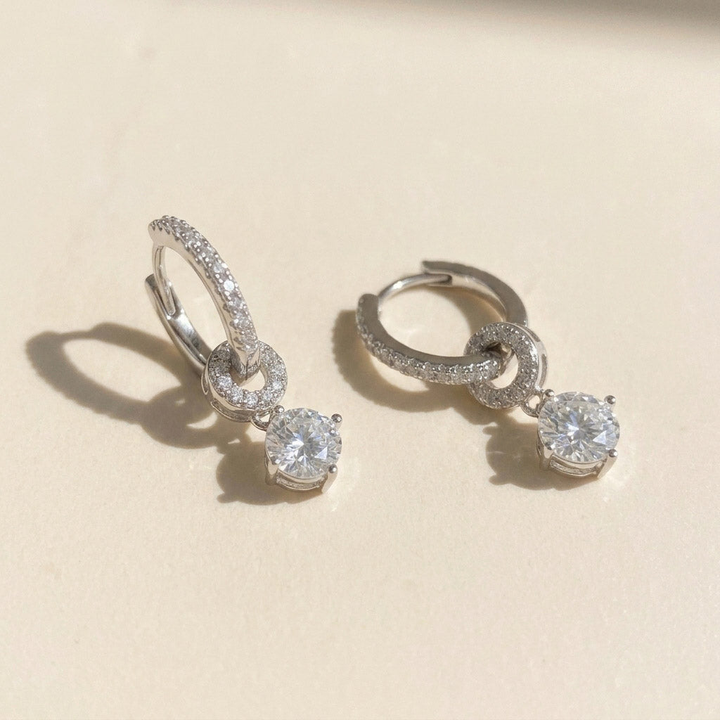 Moissanite Convertible Hoop Drop Earrings
