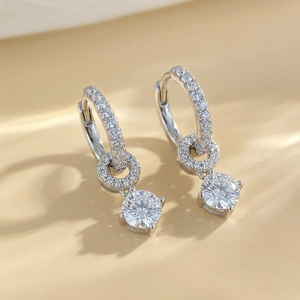 Moissanite Convertible Hoop Drop Earrings