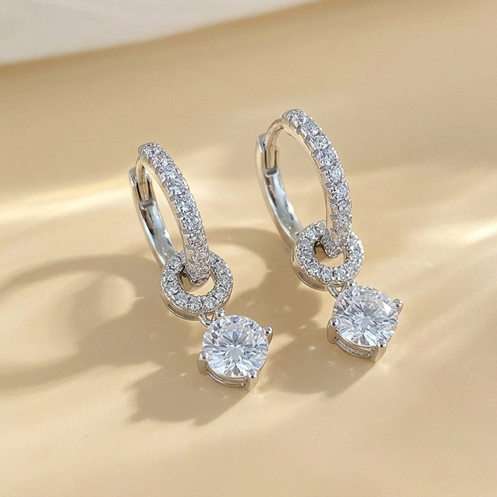 Moissanite Convertible Hoop Drop Earrings