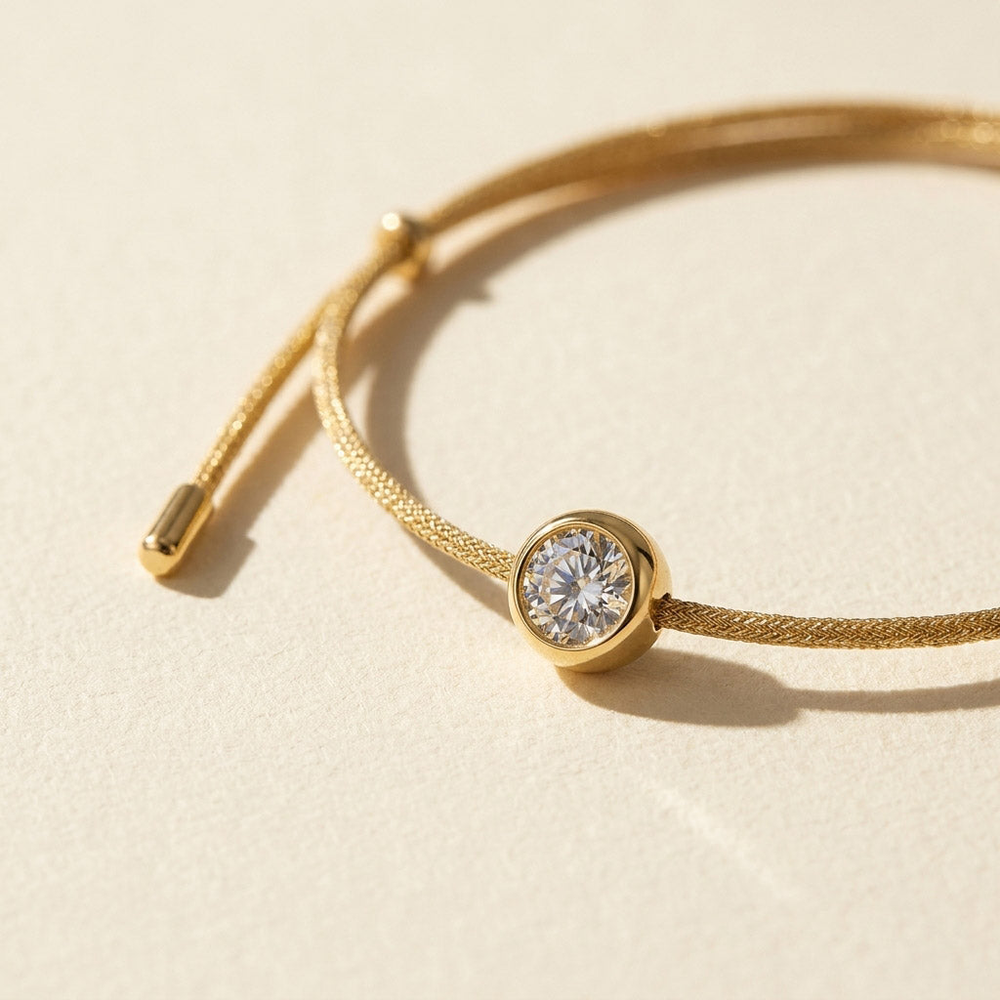 Moissanite Cord Bracelet 0.3ct | Adjustable Minimal