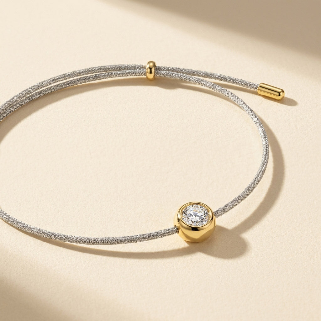 Moissanite Cord Bracelet 0.3ct | Adjustable Minimal