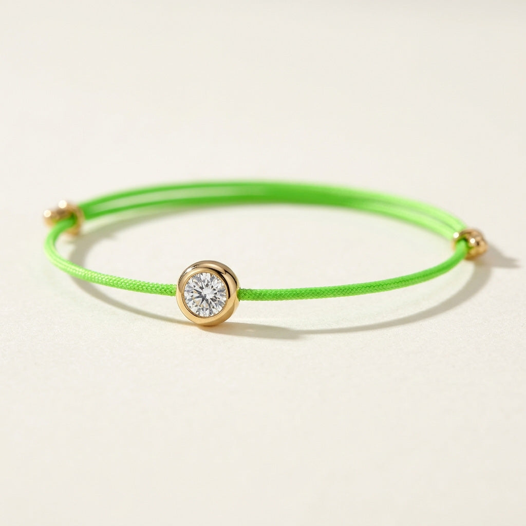 Moissanite Cord Bracelet 0.3ct | Adjustable Minimal