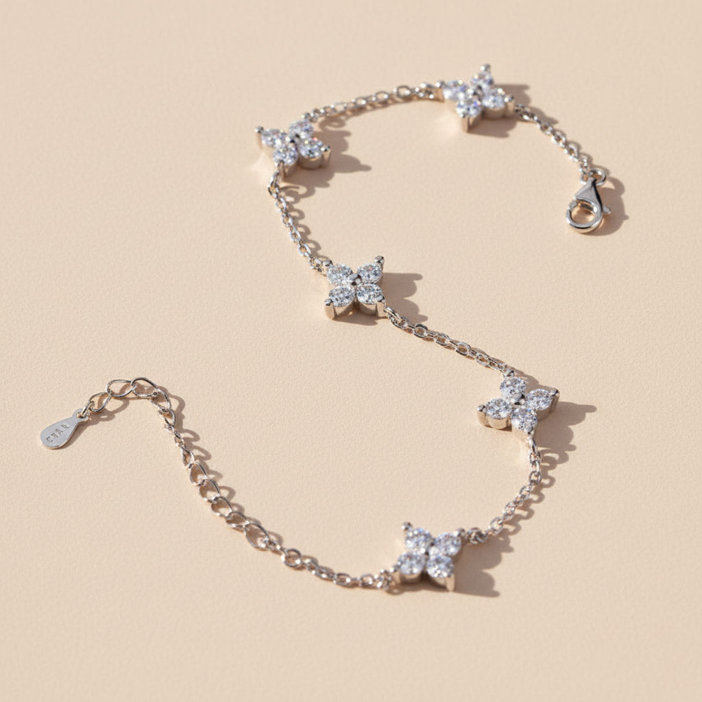 Moissanite Flower Bracelet