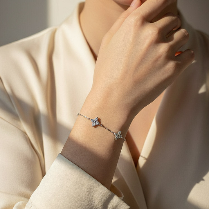 Moissanite Flower Bracelet
