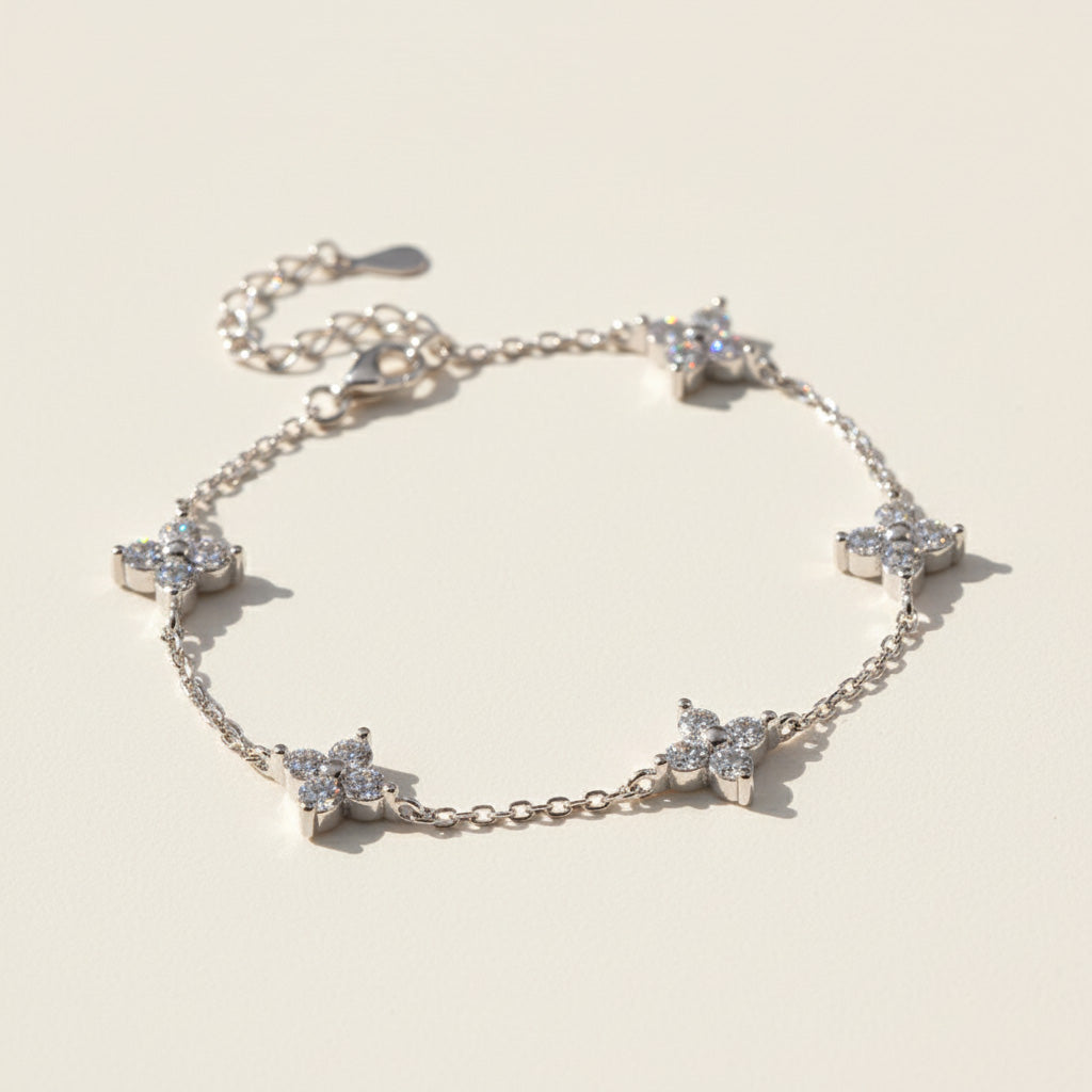 Moissanite Flower Bracelet