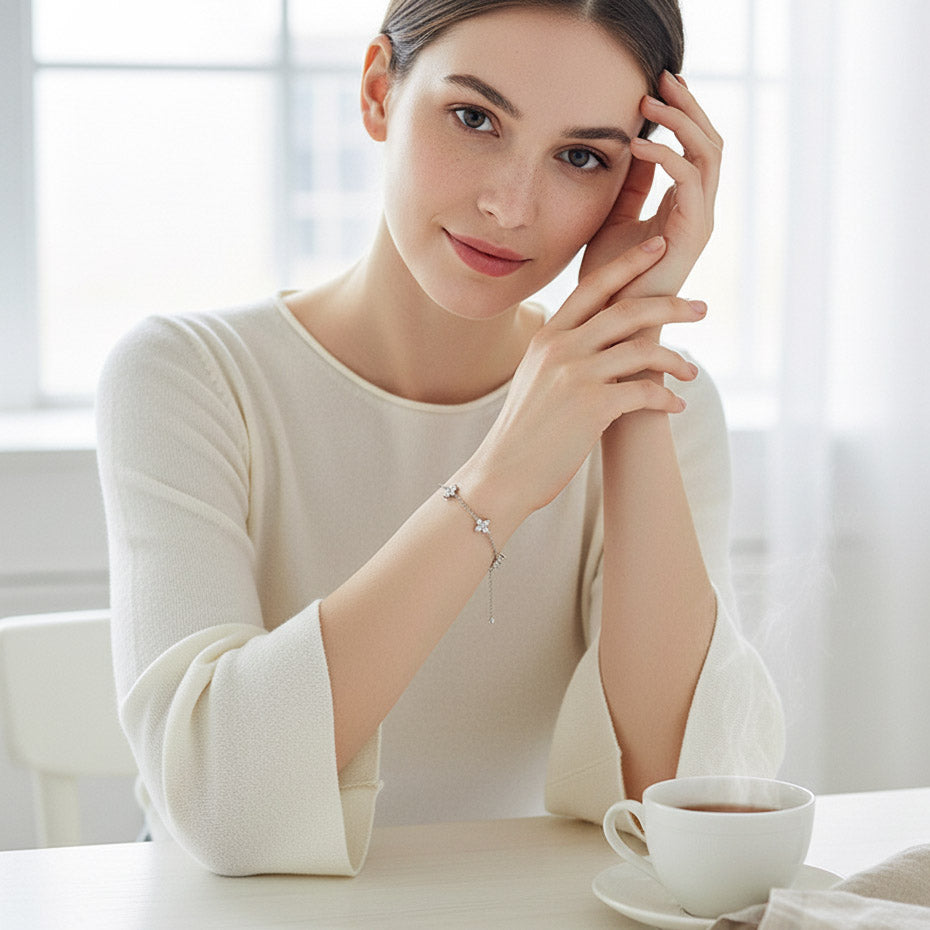 Moissanite Flower Bracelet
