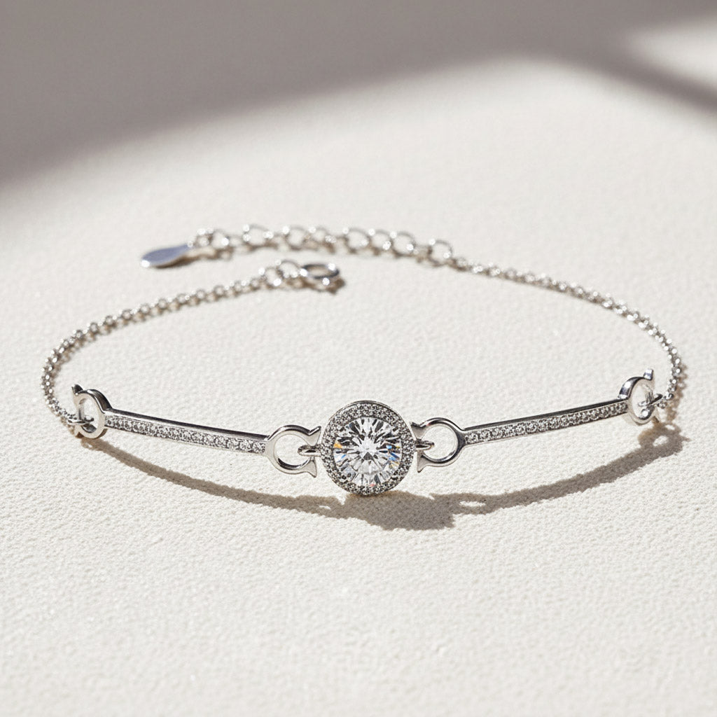 Moissanite Halo Bracelet 1ct