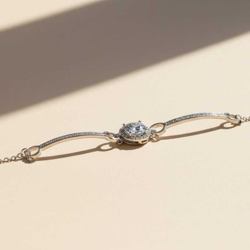Moissanite Halo Bracelet 1ct