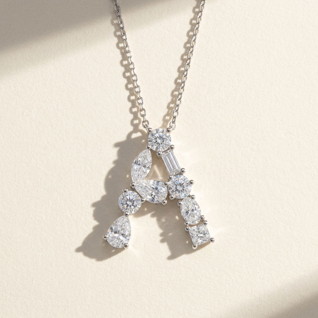 Moissanite Initial Necklace A–Z