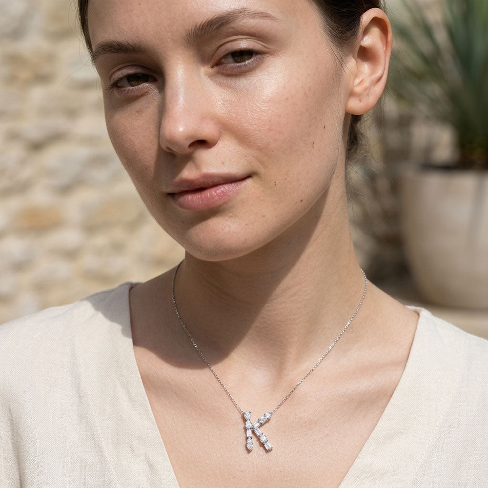 Moissanite Initial Necklace A–Z
