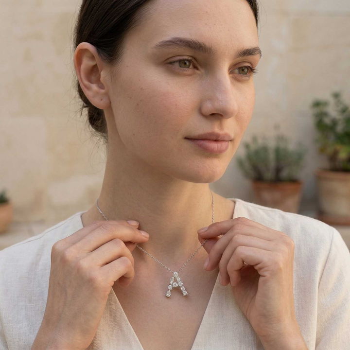 Moissanite Initial Necklace A–Z