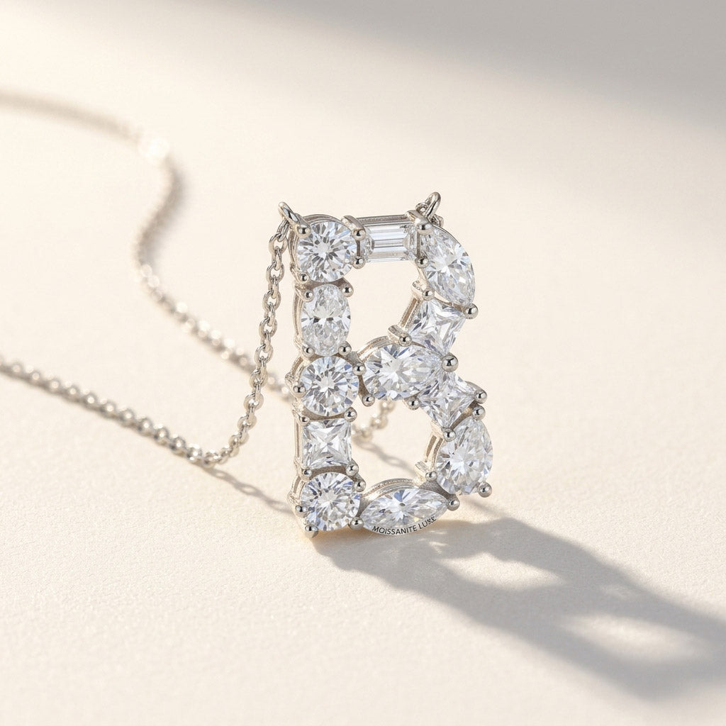 Moissanite Initial Necklace A–Z