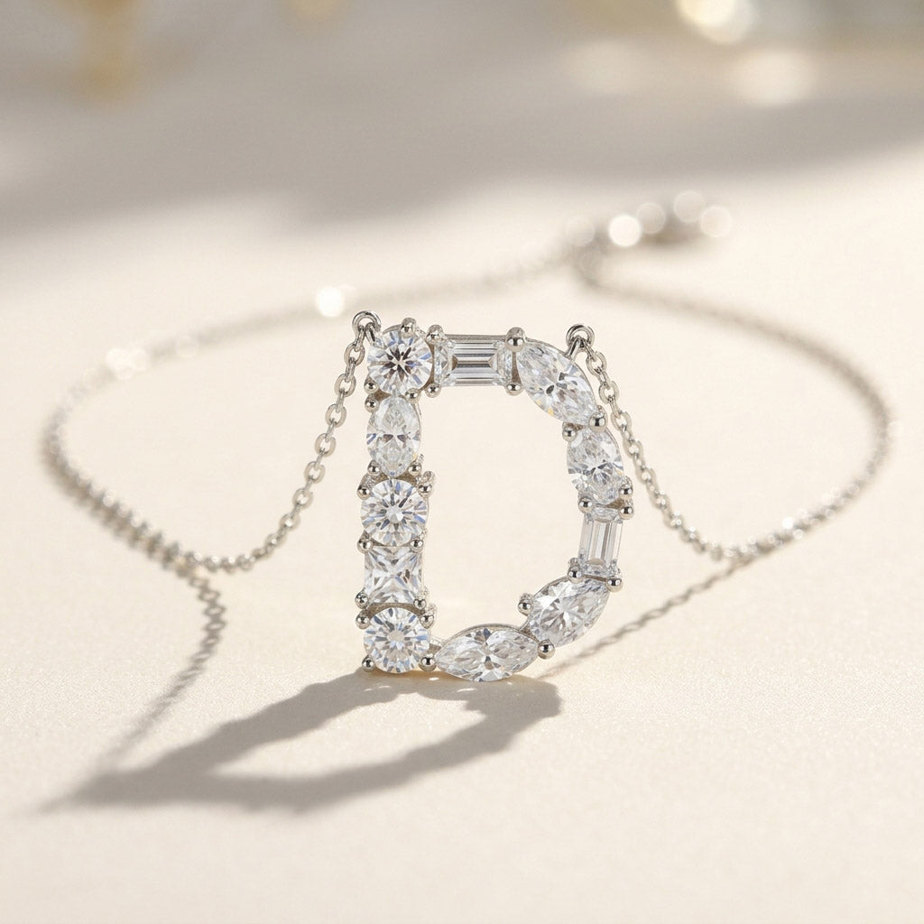 Moissanite Initial Necklace A–Z