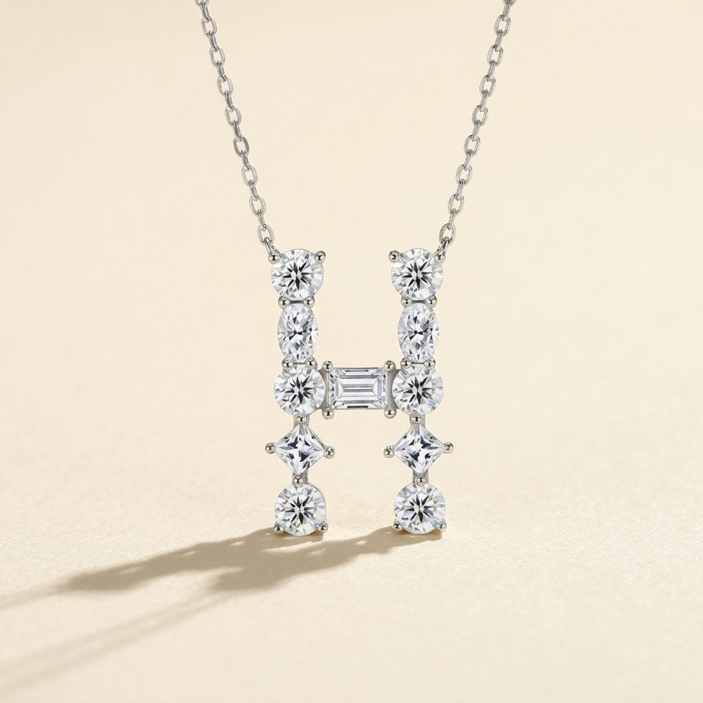 Moissanite Initial Necklace A–Z