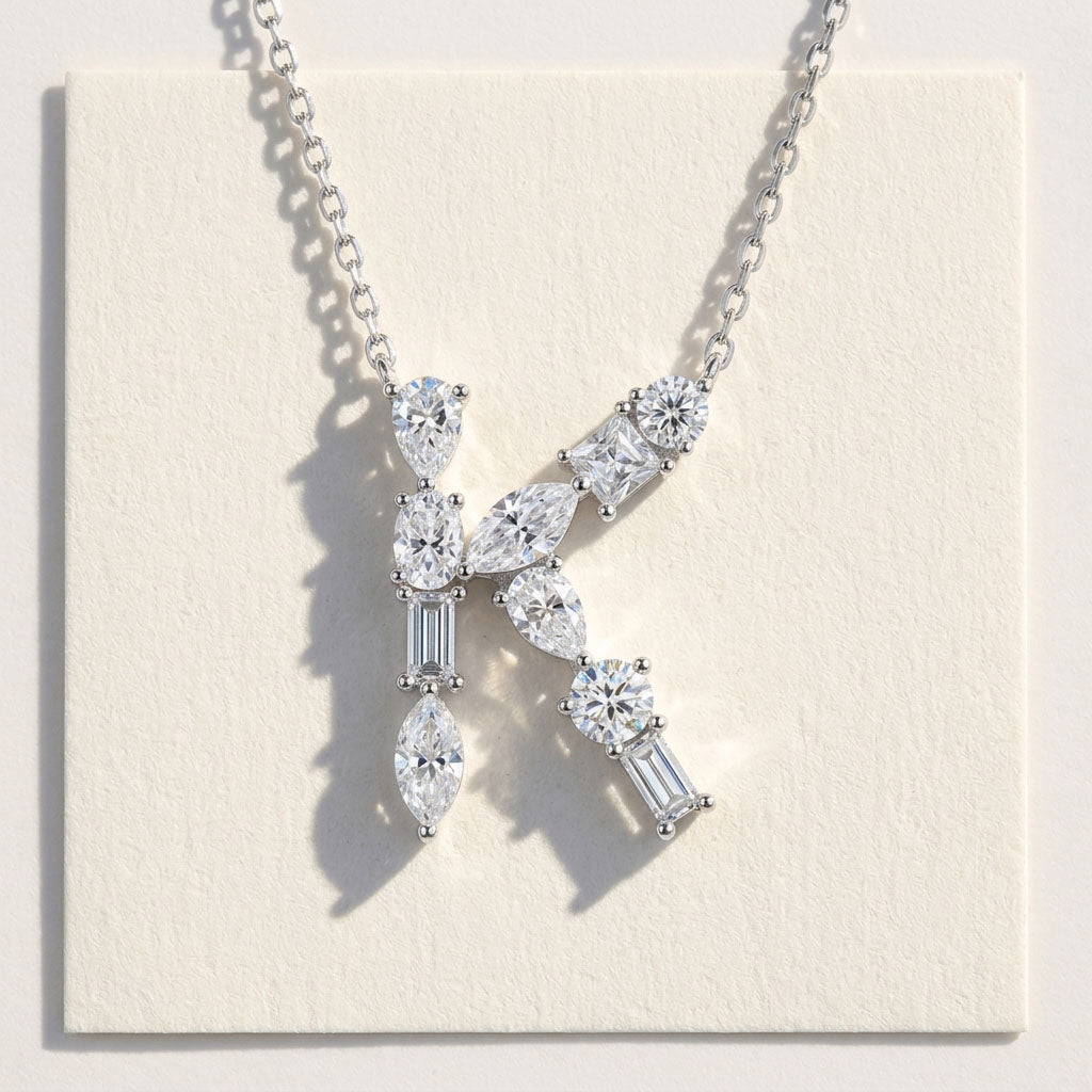 Moissanite Initial Necklace A–Z