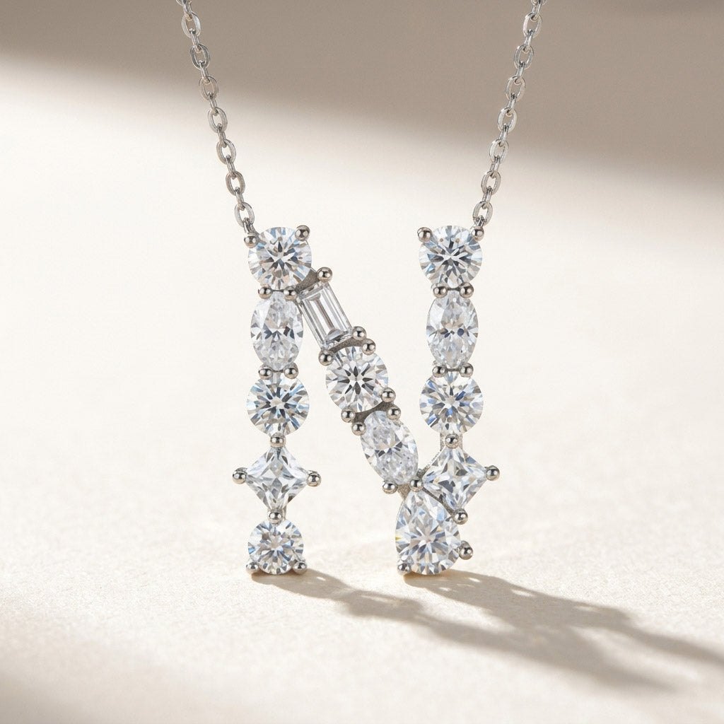 Moissanite Initial Necklace A–Z