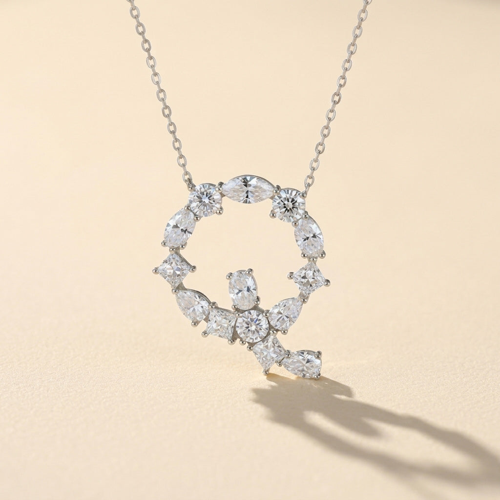 Moissanite Initial Necklace A–Z