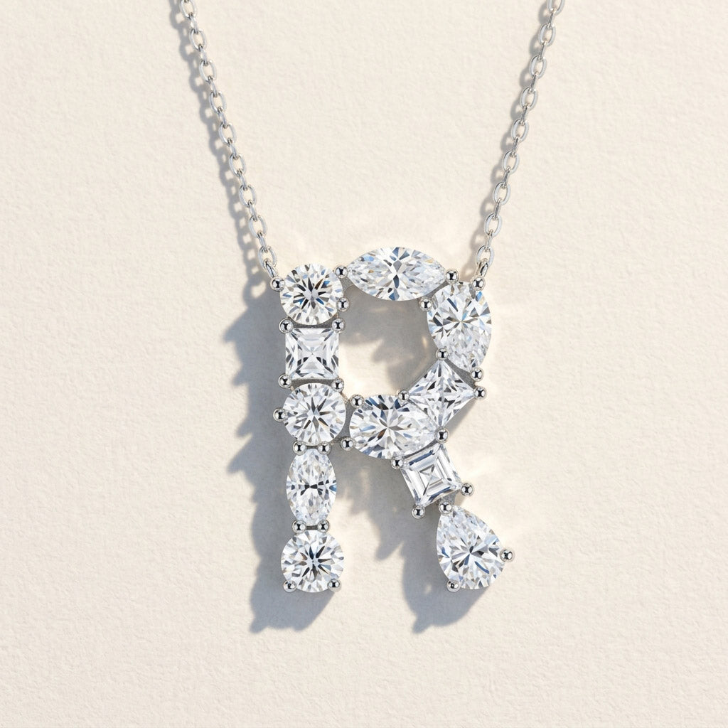 Moissanite Initial Necklace A–Z
