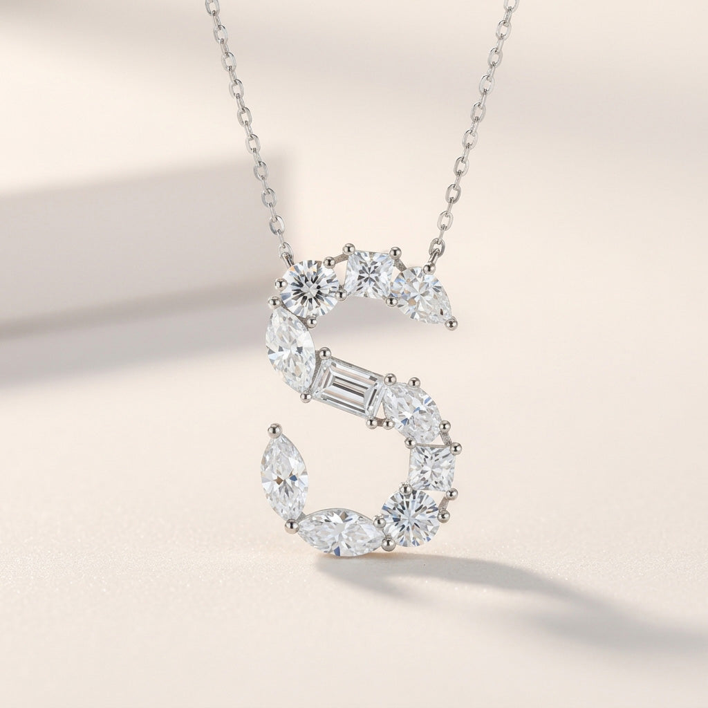 Moissanite Initial Necklace A–Z