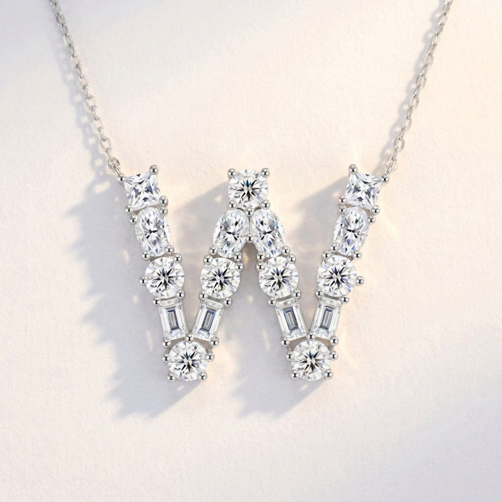 Moissanite Initial Necklace A–Z