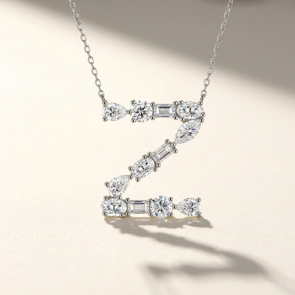 Moissanite Initial Necklace A–Z