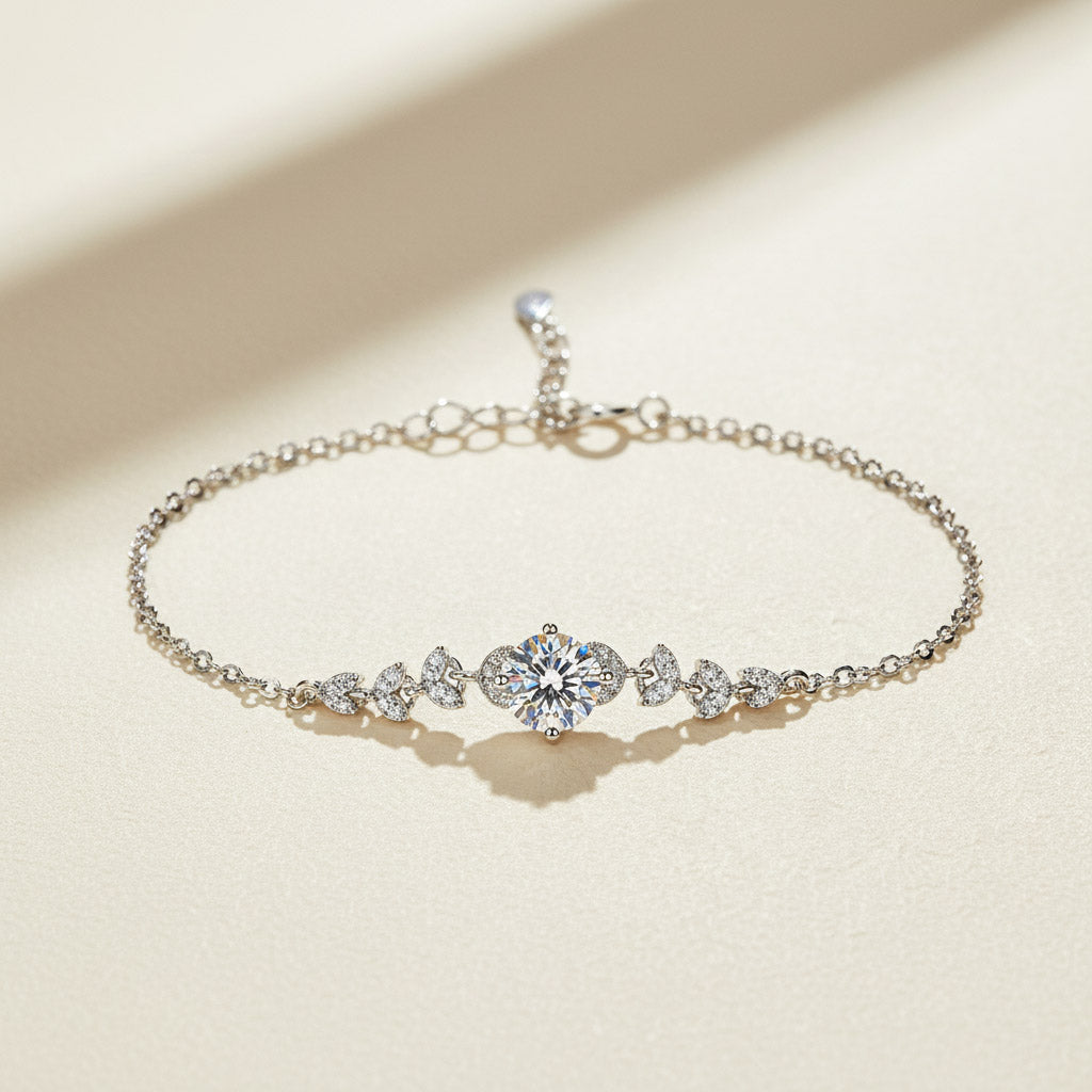 Moissanite Leaf Bracelet 1ct