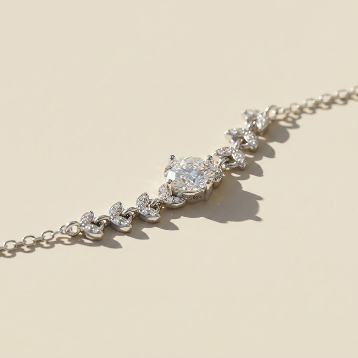 Moissanite Leaf Bracelet 1ct