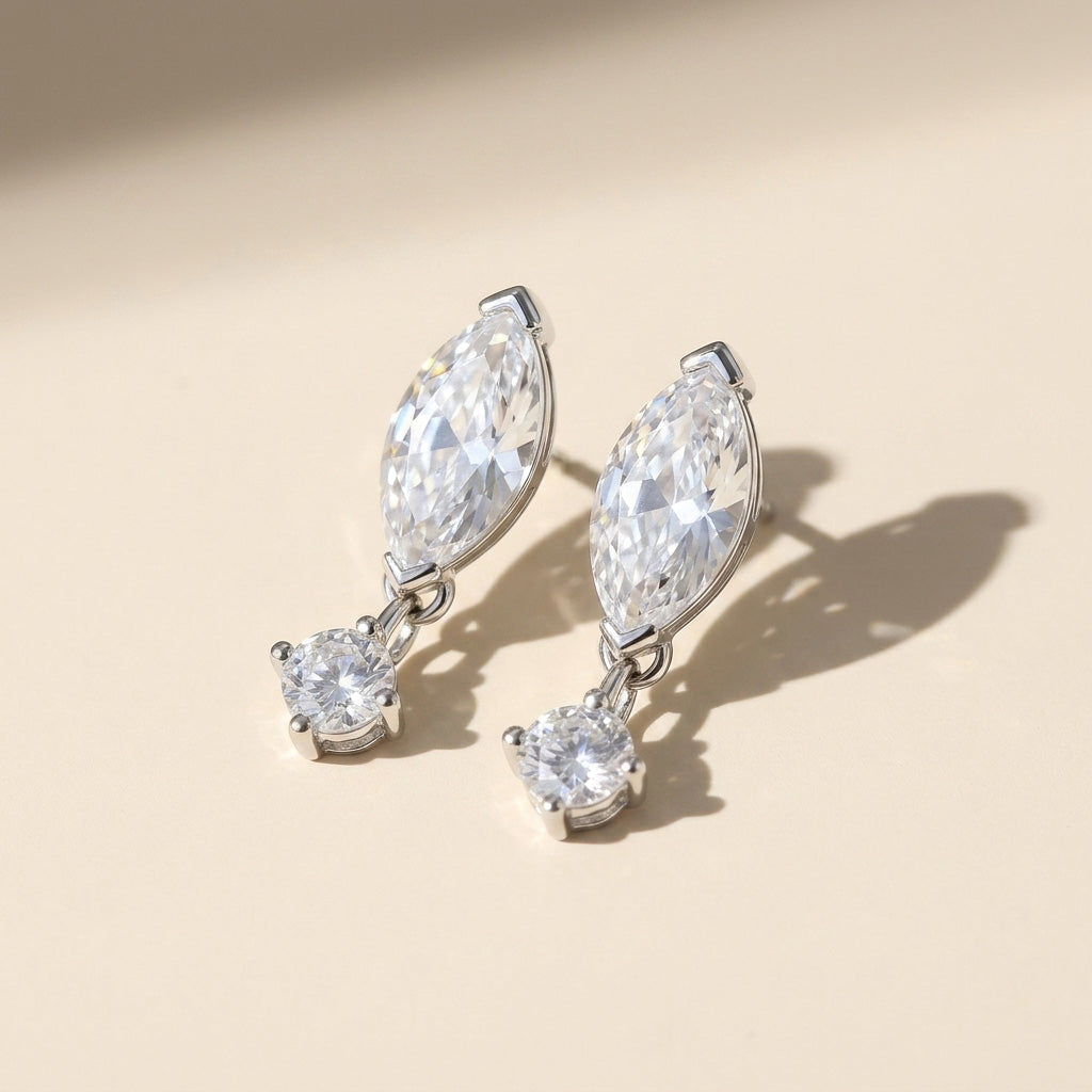 Moissanite Marquise Drop Earrings
