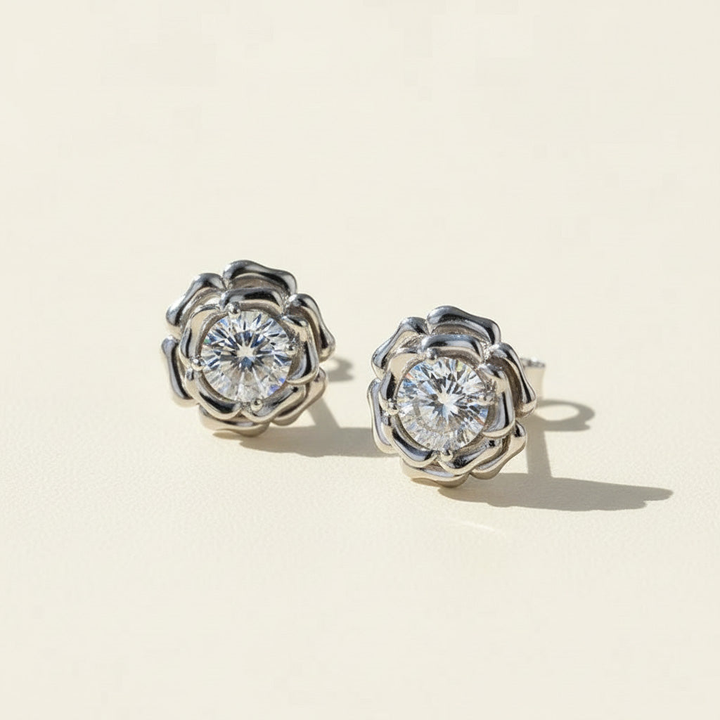 Moissanite Rose Stud Earrings 0.5ct