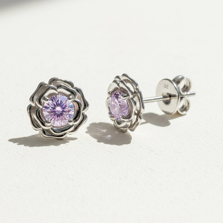 Moissanite Rose Stud Earrings 0.5ct