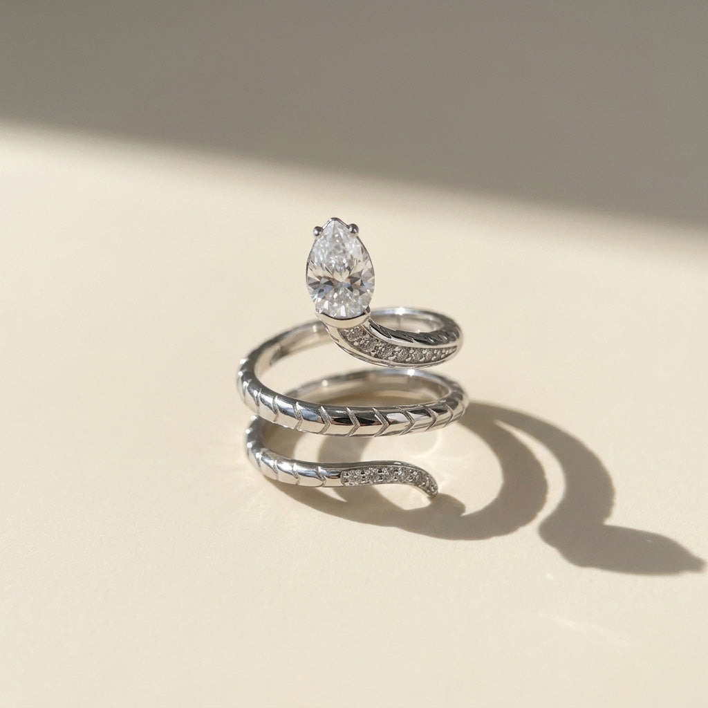 Moissanite Snake-Inspired Wrap Ring