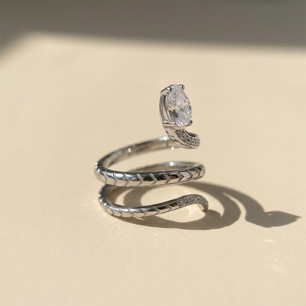 Moissanite Snake-Inspired Wrap Ring