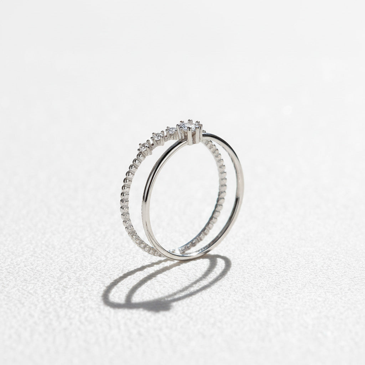 Moissanite Solitaire &amp; Pavé Stacking Ring Set