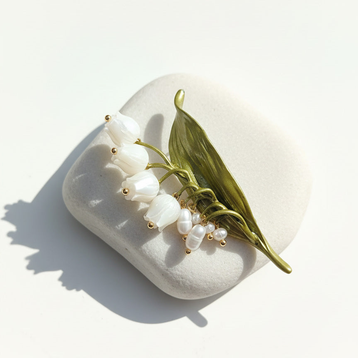 Mother of Pearl Lily of the Valley Brooch