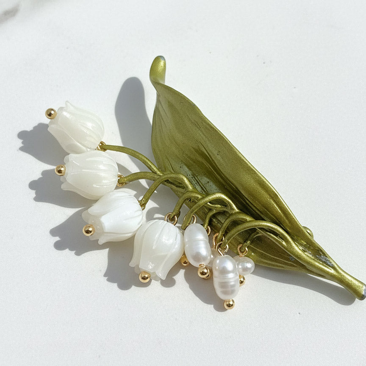 Mother of Pearl Lily of the Valley Brooch