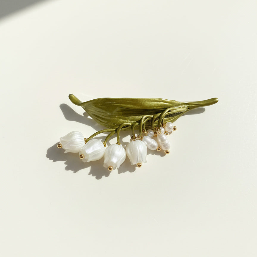 Mother of Pearl Lily of the Valley Brooch