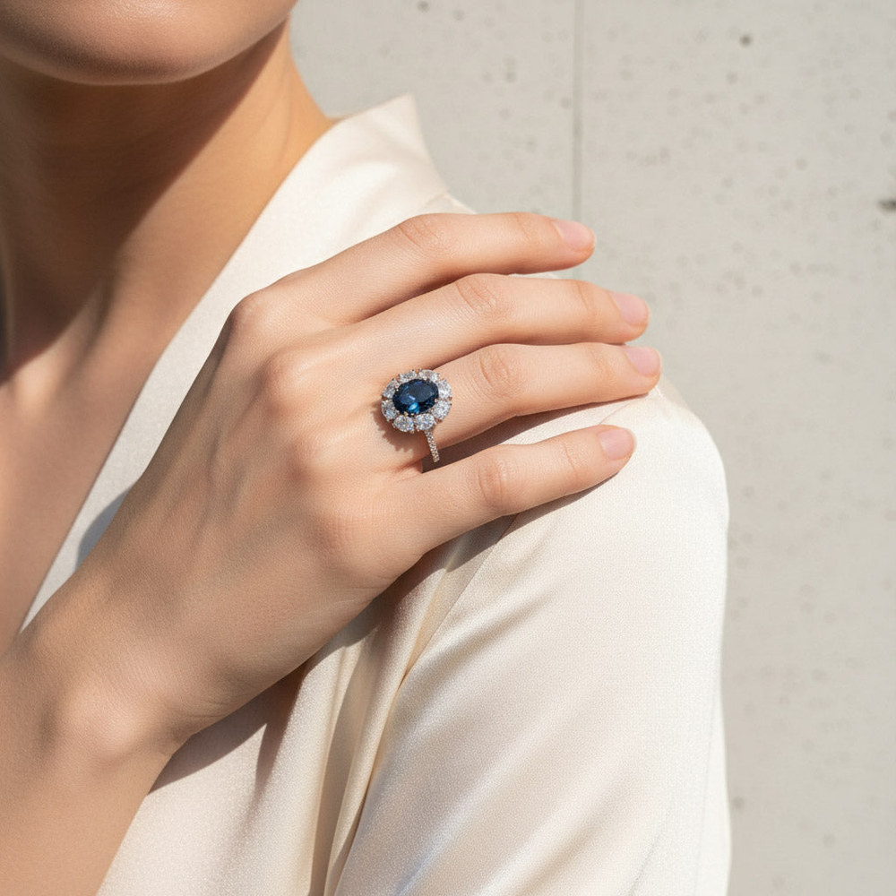 Oval Halo Gemstone Ring 2ct