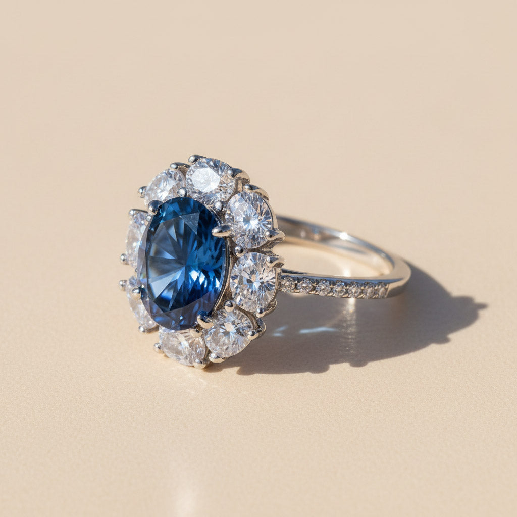 Oval Halo Gemstone Ring 2ct