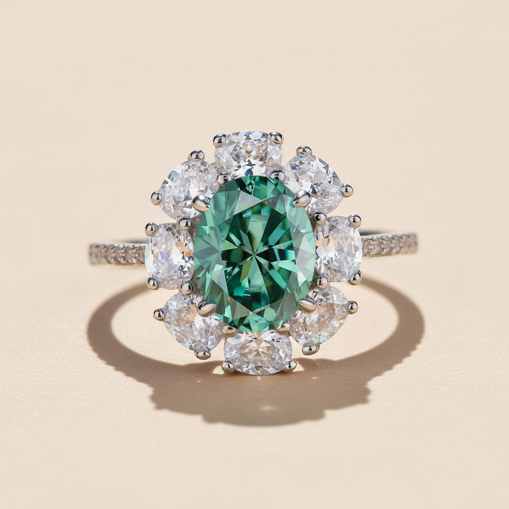 Oval Halo Gemstone Ring 2ct