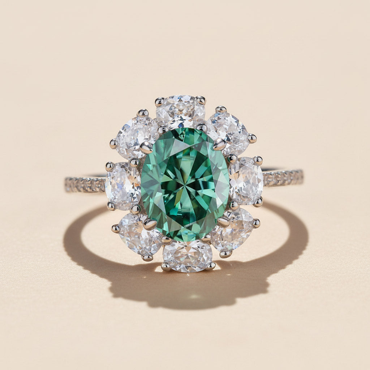 Oval Halo Gemstone Ring 2ct